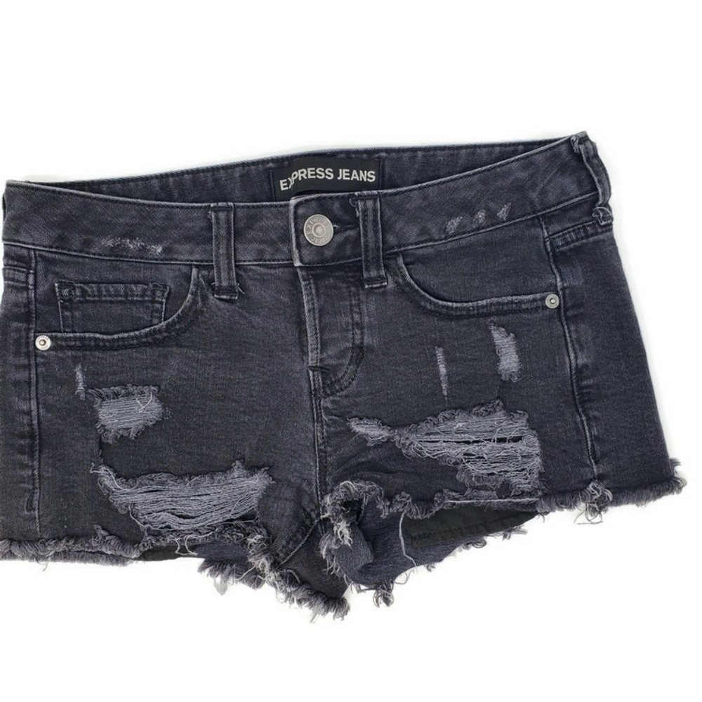 Express Black cheeky cut off shorts